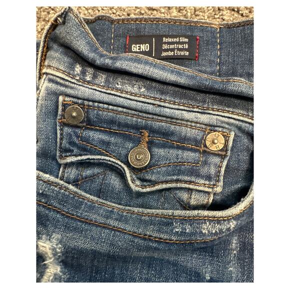 TRUE RELIGION Men's GENO Flap Relaxed Slim Medium Wash Denim Jeans Size 40 - Picture 3 of 5